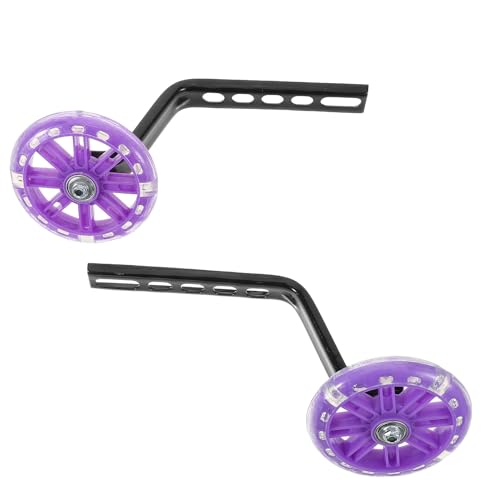 Ruedas de Entrenamiento para Bicicleta Toyvian con Luces Intermitentes, Juego Auxiliar de Ruedas Resistentes, Color Morado