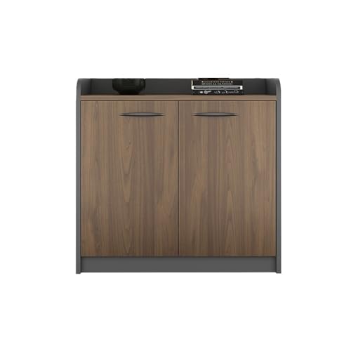 YQINQIN83B Cajonera Oficina Armario bajo de Madera con Puertas Dobles for Oficina, archivador con asa, Almacenamiento de Datos, Disponible en Dos Colores. Mueble Impresora(Bruin)