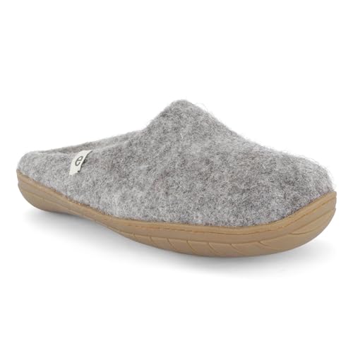 egos Chaussons avec semelle en caoutchouc - Pantoufles pour homme et femme avec 100 % laine naturelle - Chaussons confortables pour l'été et l'hiver - Chaussons en feutre