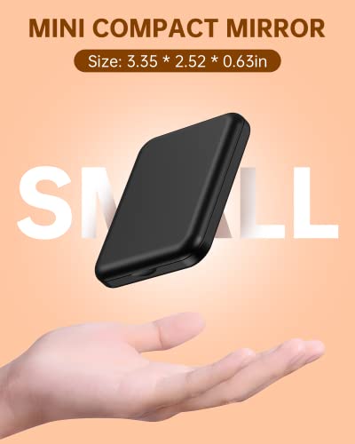 Gospire Mini Rechargeable Travel Makeup Mirror With Lights And Magnification 1X / 3X, Led Compact Mirror With 3 Light Colors & Adjustable Brightness, Small Vanity Mirror Handheld For Purses – Black #TOP2