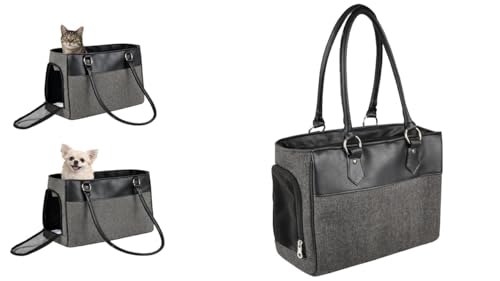 Hundetasche - Tragetasche Lior Grau – 45x19x29cm – Textil – Öffnungen vorn/Oben – Boden herausnehmbar – Belüftungsnetz – Sicherheitsleine – Tragegriffe – Standfüße