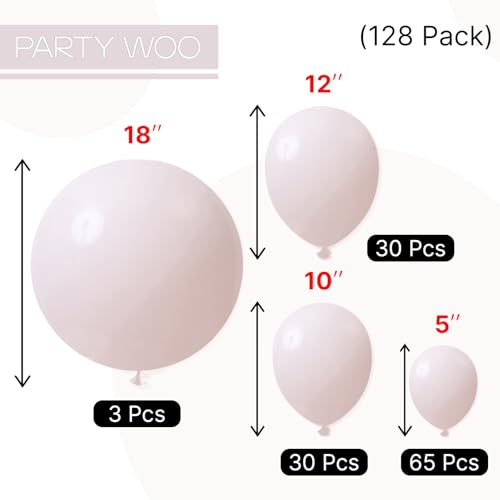 Image of PartyWoo Beige Balloons 155pcs Boho Cream Ivory Neutral Color
