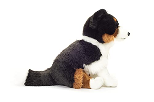 Teddy Hermann 91956 Hund Border Collie Tri-Color sitzend 30 cm, Kuscheltier mit idealem Recyclinganteil (Füllmaterial)