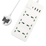 3M/9.84FT Extension Lead With USB Slots 6 AC Way With Fast Charger 1 Type-C + 3 USB Slots(5V 3.4A),13Amp UK Plug Power,Surge Protectors Extension Cord,Power Strip for Home Office (A)