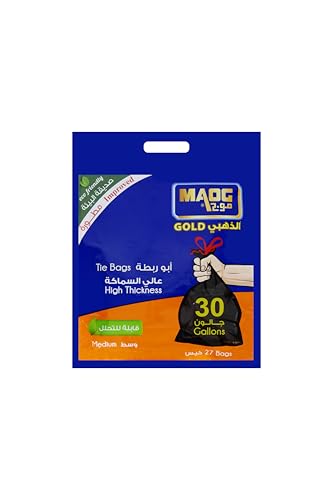 Maog Tie Bag 30 Gallon Thick 27 Pcs Black