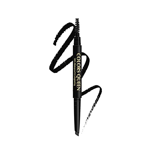 Colors Queen Brow Master Eyebrow Definer Pencil with Spoolie | Natural Looking Brows | Smudge Proof, Waterproof and Long Lasting Eyebrow Pencil (Black)