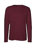 Frei von Schadstoffen Green Cat- Herren Langarm T-Shirt, 100% Bio-Baumwolle. Fairtrade, Oeko-Tex und Ecolabel Zertifiziert, Textilfarbe: Bordeaux, Gr.: M