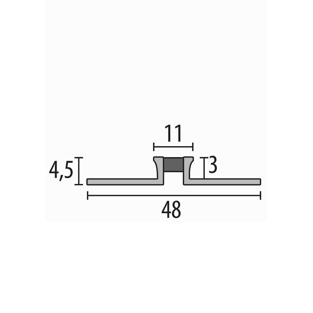 Fugenprofil 4.5 x 48 x 2500 mm Dehnungsfugenprofil Fliesenprofil Aluminium eloxiert Geschlossen Gestanzt Sandfarbig