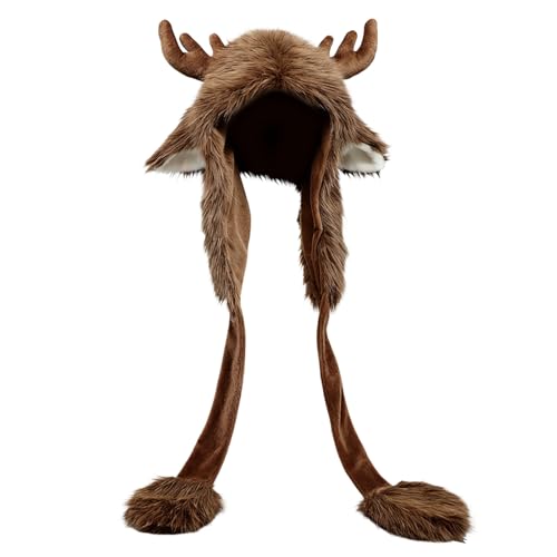 Yulokdwi Gorros De Animal - Gorro Cálido Con Astas De Reno Navideño Y Capucha,Sombrero De Disfraz Con Cuernos De | Para Fiesta De Cosplay, Esquí Al Aire Libre, Viajes, Ciclismo, Patinaje, Senderismo,
