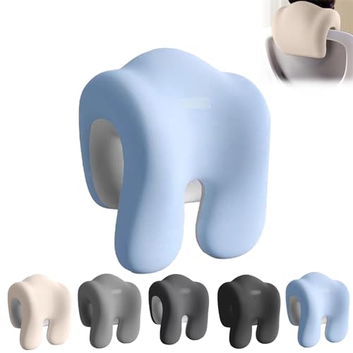 Extra Firm Office Chair Headrest Attachment - Ergonomic Neck Support Pillow for Office Chairs, Adjustable Head Rest with Memory Foam for Back Pain Relief & Posture Support (Sky Blue)