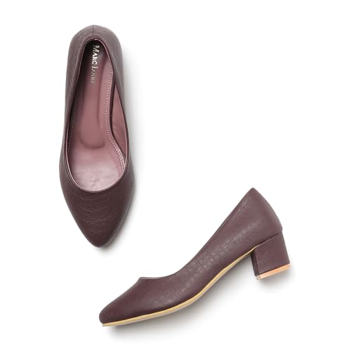 Image of Marc Loire Women's Textured Block Heel Pump Shoes for Office, Party and Formal Occasions