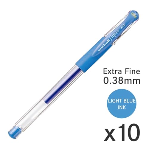 Bolígrafo Uni-Ball Signo Snap Cap Gel 0.38mm Azul Claro x10 miniatura 2