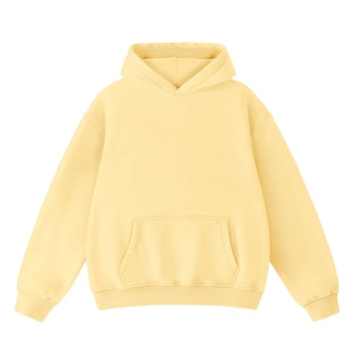 Dnzzs Acid Wash Hoodie for Womens Pullover Oversized Womens Fashion Butter Yellow Hoodies & Sweatshirts Vintage Sweatshirt Heavyweight