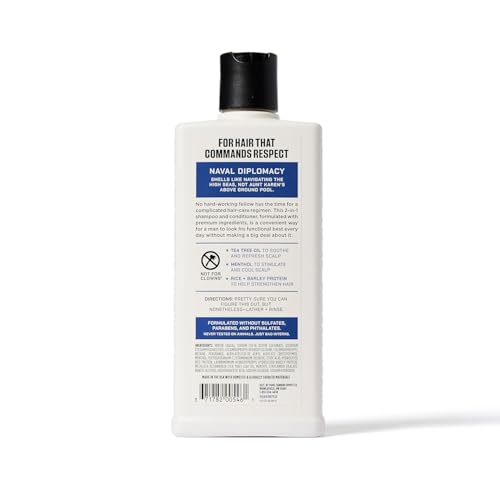 Duke Cannon Supply Co. 2-in-1 Hair Wash - Masculine Scent - Gentle Cleansing Hair Wash For Men - Stimulating Hair Shampoo & Conditioner - Strengthens Hair - Naval Diplomacy - 2 Pack (14 oz)