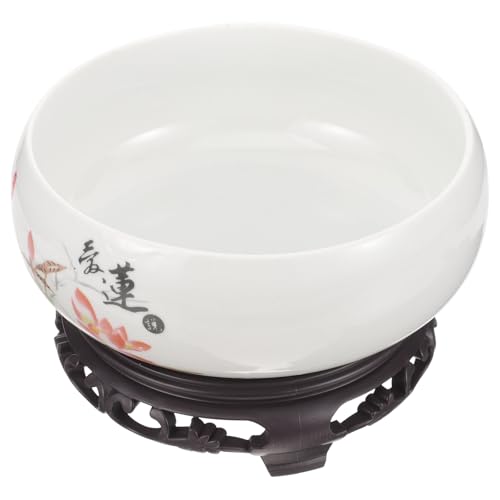 WEKADRIN Vaso di Fiori in Ceramica Blu e Bianco Stile Qinghua Ciotola per Piantare Narcisi e Ninfee senza Foro con Base in Plastica Vaso Idroponico Resistente per Interni Colore Casuale