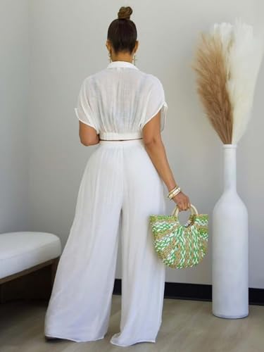 Tenues de vacances décontractées chic ensemble fluide jambes larges