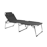 INDA-Exclusiv XXL Gartenliege Sonnenliege Relaxliege Aluminium Liege mit Kissen gepolstert klappbar Anthrazit L200xB70xH45/95cm