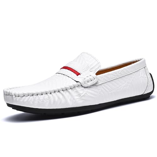 Men's Loafers Slip on Shoes Driving Shoes Casual Penny Loafers for Men,White,9