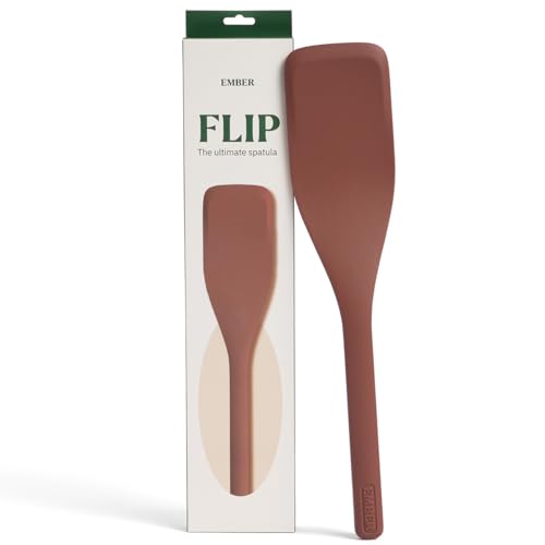 Image of Ember Cookware Silicone Flip Spatula 34 cm | 230C Heat Resistant | Wide, Versatile Spatula for Dosa, Pancakes & Cutlets | Platinum Grade Silicone | Non Scratch Seamless Unibody Design | Terracotta