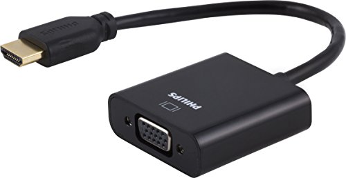 Philips HDMI to VGA Adapter, Unidirectional, HDMI Male to VGA Female Adapter for Mac, PC, Desktop, Laptop, Computer Monitor, Projector, HDTV, Roku, Xbox One, Wii U & More, Black, SWV9200E/27