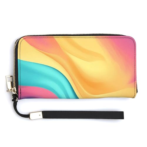 Hypercolored Pastel Liquid PU Leather Clutch Long Bifold Wallet, Coin Purse Credit Pass Case, Durable Card-Holder Money Storage for Women Men
