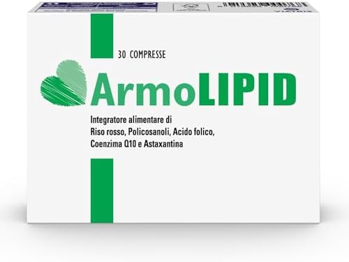 Armolipid 30 Compresse, Integratore Alimentare con Riso Rosso Fermentato, Acido Folico, Policosanoli, Coenzima Q10 e Astaxantina