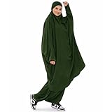Jilbab sarouel pas cher,jilbeb avec pantalon pas cher,jilbeb deux piéce femme musulmane,djilbab,jilbeb fille (Kaki foncé)