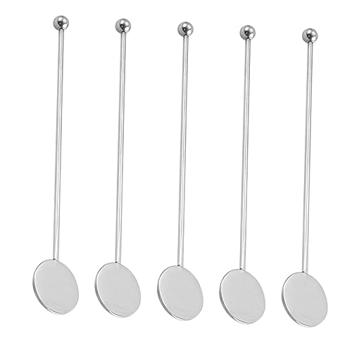 KICHOUSE Sturdy Stainless Steel Stirrers for Tea 5pcs Restaurant Home Drink Skewers Easy Cleaning and Sturdy Design