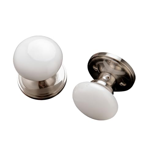 parro White Passage Door Knobs, Nickel Porcelain Door Handles for Laundry