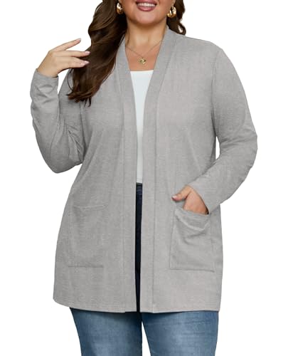 Image of OLRIK Plus Size Cardigan for Women 2026 Lightweight Open Front with Pockets