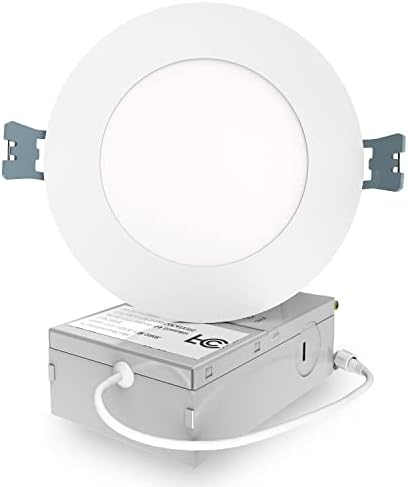 Recessed Lighting 4 inch,Lodoolight 1 Pack 3000K Slim Led Wafer Lights ,780LM High Brightness Recessed Ceiling Light with Junction Box,9W 78W Eqv, Dimmable Canless LED Panel Downlight for Home