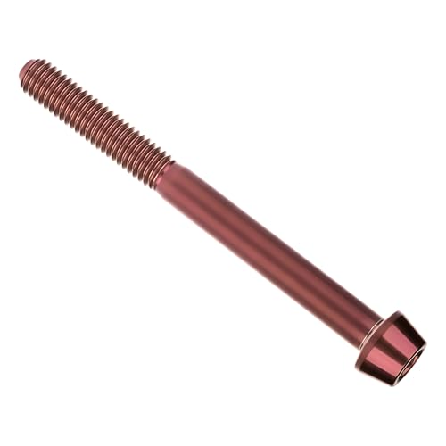 Image of Titanium Ti Bolt M5x9 16 18 20 25 30 35 40 45 50 55 60mm Tapered Head Screws Pack of 4 (M5x60mm, Burgundy)