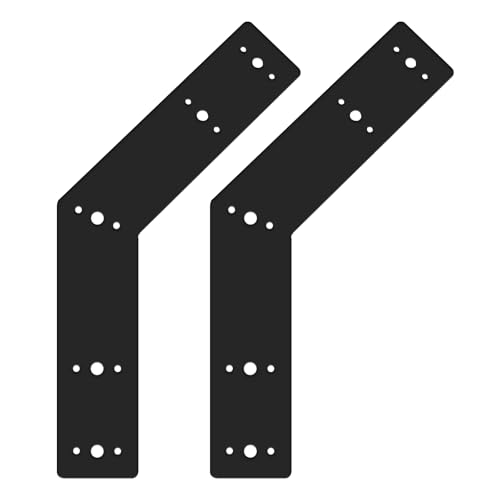 Andorm 2 placas de reparación planas negras de 10 x 3 y 135 grados para madera, soporte de pérgola de ángulo de 135 grados para madera de 4 x 4, postes de 6 x 6 con recubrimiento en polvo, placas de