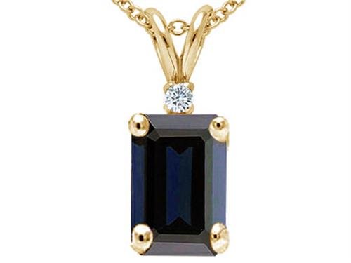 Tommaso Design Emerald Cut Genuine Sapphire Pendant Necklace 14 Kt White Gold #TOP1