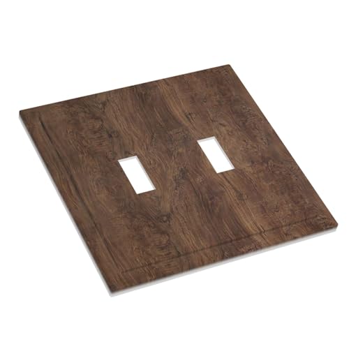 Cubierta de interruptor de luz grano de madera marron de 2 bandas estilo rustico 4