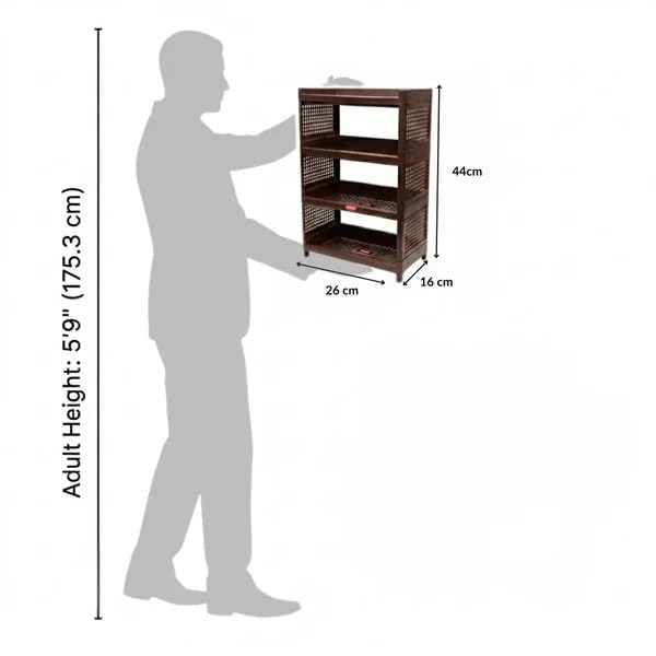 Image of 4 Tier Multi Purpose Plastic Storage Rack, Sky Blue (Brown)