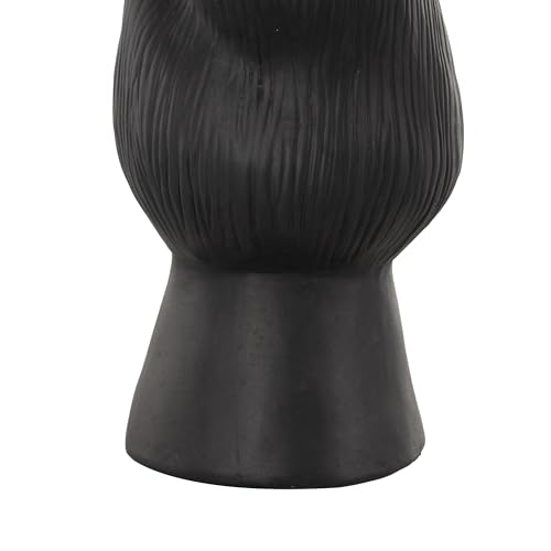 Image of Deco 79 Ceramic Abstract Floral Inspired Vase with Wavy Folded Rim and Linear Grooves, 8 inch x 7 inch x 11 inch, Black