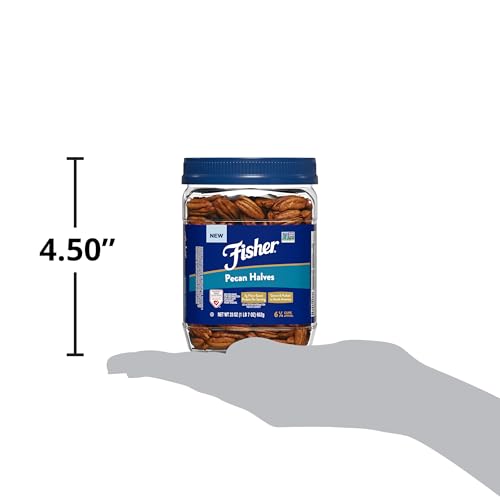 Image of Fisher Unsalted Raw Pecan Halves, 23 oz Jar, Non-GMO Vegan Baking Nuts