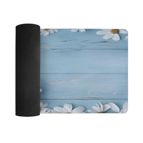 Mousepad grande de escritorio azul claro con base de goma miniatura 3