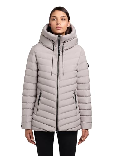 khujo Damen Winterjacke warme Steppjacke mit Zwei-Wege-Reißverschluss und Verstellbarer, hochschließender Kapuze Pace-YM Blizzard Grey Gr. M