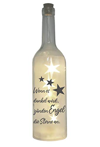 WB wohn trends LED-Flasche mit Motiv, Wenn es dunkel Wird zünden Engel die...