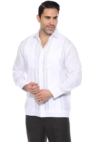 Mojito Men's 100% Linen Two-Pocket Design Guayabera Shirt Long Sleeve4