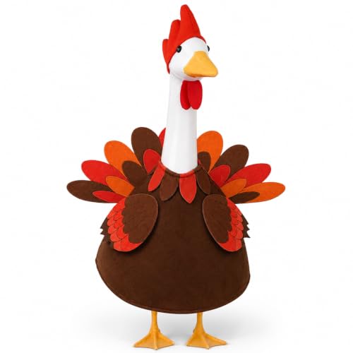 Teeanzo Thanksgiving Turkey Porch Goose Outfit for 23 Porch Goose Fall Autumn Sculpture Clothes for Garden Patio Yard Lawn Art Decoration