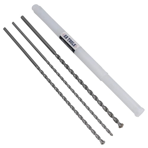 3pc Long Masonry Drills For Bricks Blocks Concrete Carbide Tips 400mm 8-12mm