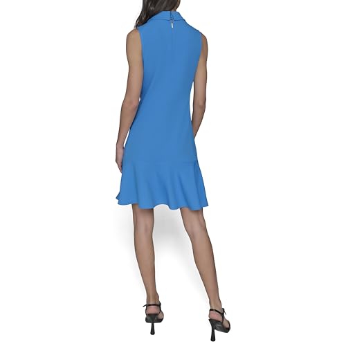 Image of Karl Lagerfeld Women's Sleeveless Collared Button Front A-line Mini Dress