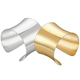 Holibanna 2 piezas Pulsera Brazalete Rígida de Metal para Mujer de Dorado y Plateado Pulsera Ancha de Aleación Duradera Decoración de Muñeca Ligera para Ocasiones Formales y Diarias