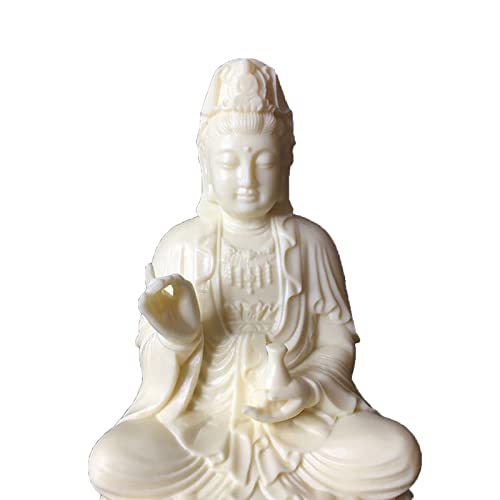 Estatua de Kwan Yin sentada en loto de 13 cm miniatura 3