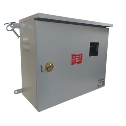 Image of Safe Meter Box - Heavy-Duty Weatherproof Metal Enclosure with Ply Base & Lock | Solar Installations /Meter /EV Charging /CCTV Power Box / | 18 inchx15 inchx7.5 inch | Wall Mount (SINGLE WINDOW)