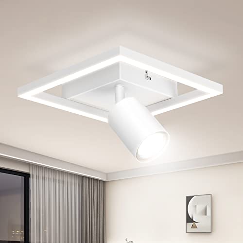 Dehobo Deckenlampe LED Weiß, Strahler Deckenleuchte GU10 18W, LED Deckenstrahler 1 Flammig Schwenkbar, Wandspot, Modern Lampe für Küche, Flur, Schlafzimmer, Inklusive 5W GU10 Leuchtmittel Cover
