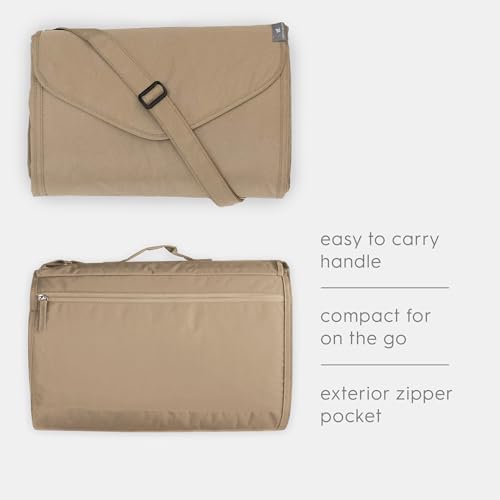 Image of Little Unicorn 5'x7' Outdoor Family Picnic & Beach Blanket | Durable & Water-Resistant Fabric | Compact Fold & Easily Wipes Clean | Zipper Pocket (Beige Buffalo Check